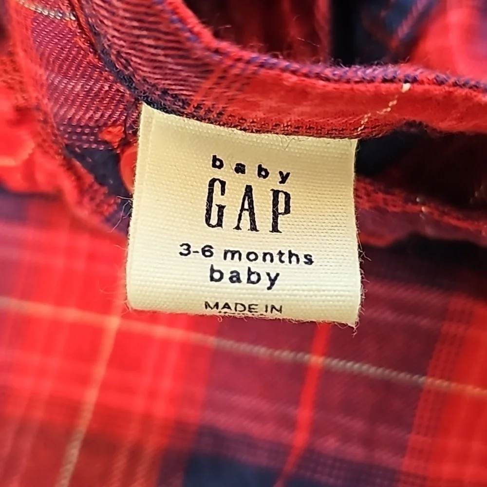 Gap Baby Red And Blue Plaid Long-Sleeve Romper - Size 3-6 Months